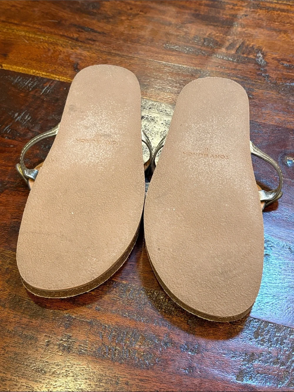 Tory Burch Miller Cloud Metallic Leather / Cork Sandals size 11